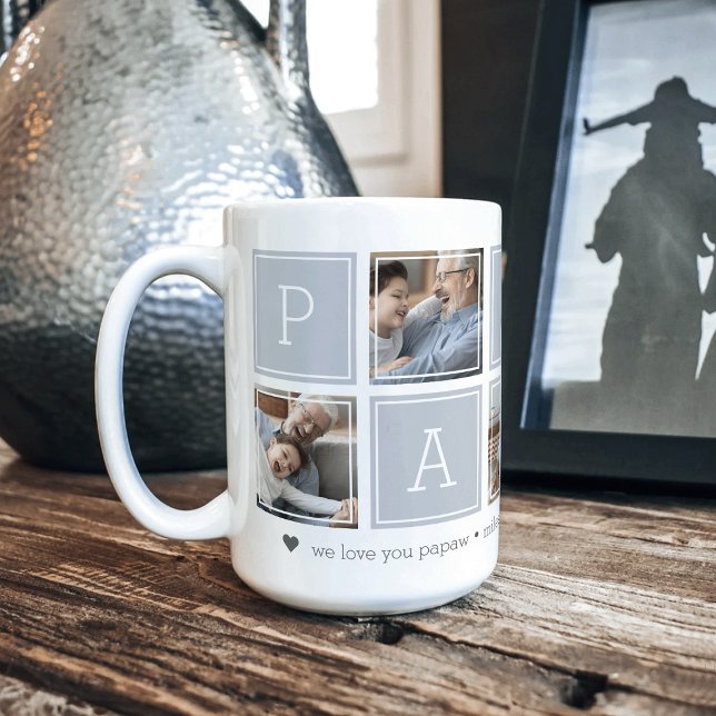 Grått | Anpassningsbar Papaw 5 Photo Colorblock Co Kaffemugg (Skapare uppladdad)
