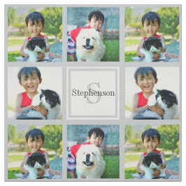 Grått Anpassningsbar Personlig Photo Collage Monog Tyg