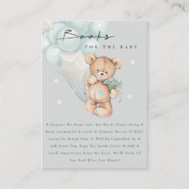 Grått Aqua Blue Bear Balloon Bokar for Baby Shower Tilläggskort