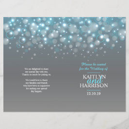 Grått aqua blue bubbles bröllopsprogram