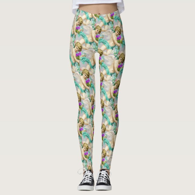 Grått Aqua Cherubs Leggings (Framsida)