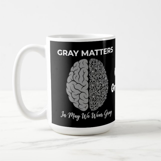 Grått är viktigt i maj bär vi grått för att uppmär kaffemugg (Vänster)