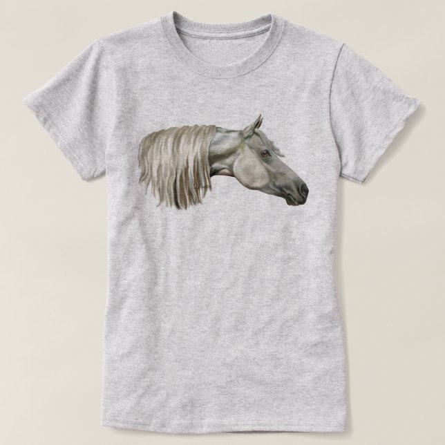 Grått Arabian Horse Equine T-shirt (Design framsida)