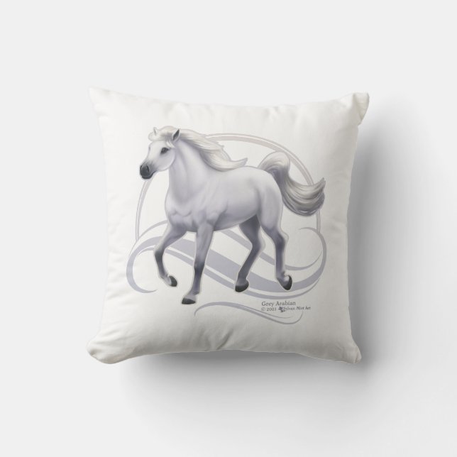 Grått Arabian Horse Kudde (Framsida)