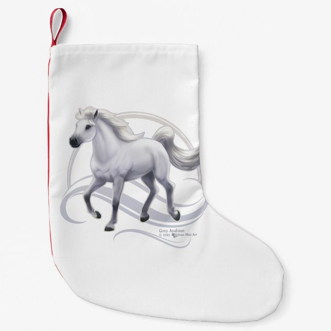Grått Arabian Horse Liten Julstrumpa (Framsidan)