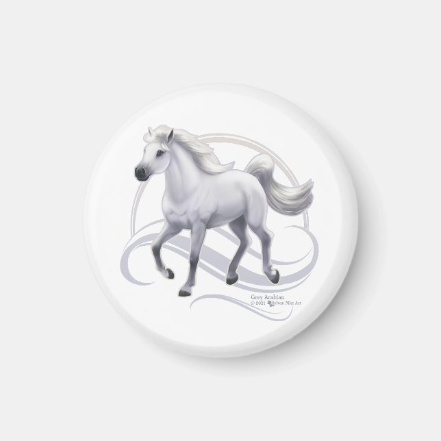 Grått Arabian Horse Magnet (Framsidan)