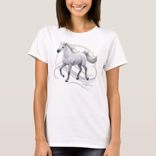 Grått Arabian Horse T Shirt (Framsida)