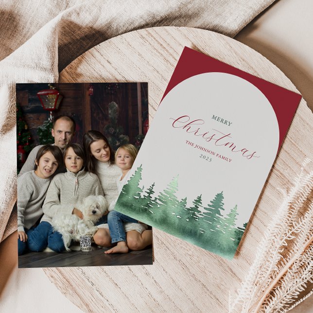 Grått Arch Grönt Vild Forest Julgranar Julkort (Skapare uppladdad)