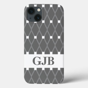 Grått Argyle Lattice med monogram