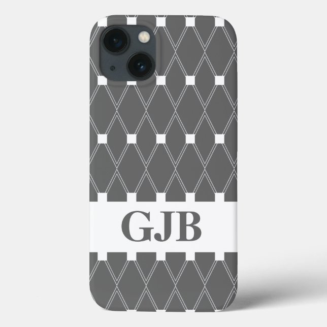 Grått Argyle Lattice med monogram (Baksida)