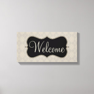 Grått Argyle Välkomstskylt Canvas Art