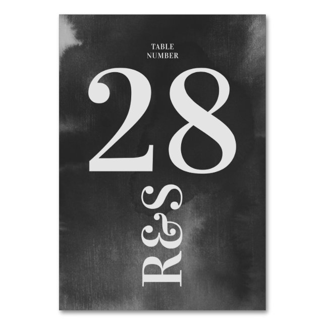 Grått Art Big Monogram Modern, djärv, enkel Bröllo Bordsnummer (Framsidan)