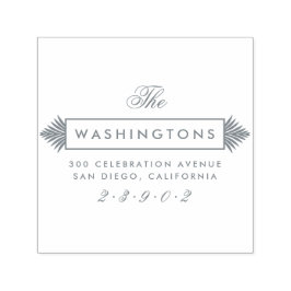 Grått Art Deco Family Namn Returadress Självfärgande Stämpel