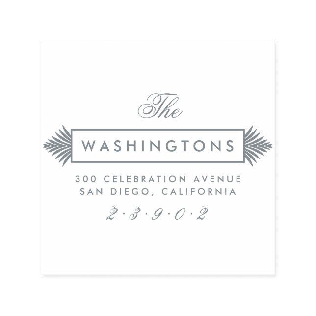 Grått Art Deco Family Namn Returadress Självfärgande Stämpel (Design)