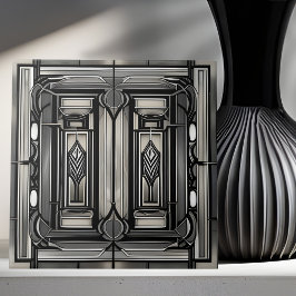 Grått Art Deco Geometric Kakelplatta