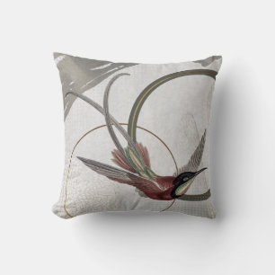 Grått Artistic Hummingbird Design GRÖNT Kudde