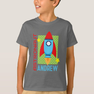 Grått Astronaut Namn Space Rocket Party Shirt T