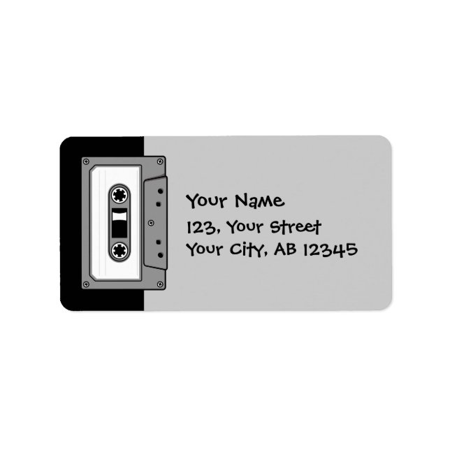 Grått Audio-kassettband Adressetikett (Framsidan)