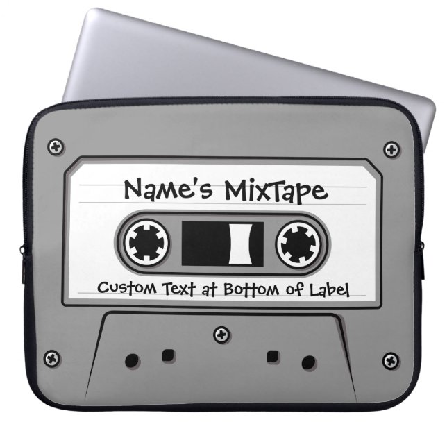 Grått Audio-kassettband Laptop Fodral (Framsidan)
