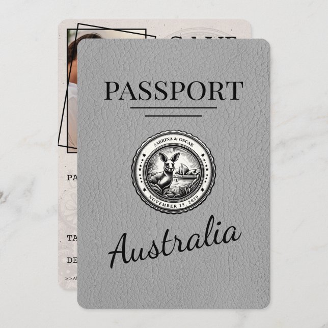 Grått Australiens pass Spara datum Spara Datumet (Fram/baksida)