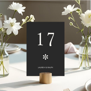 Grått av kol Chic minimal typografi Bröllop Bordsnummer