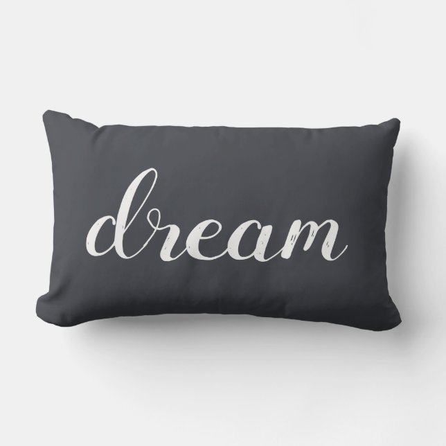 Grått av kol |Vit modern Dream Typografi Lumbarkudde (Framsida)