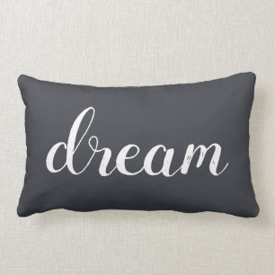 Grått av kol  Vit modern Dream Typografi Lumbarkudde