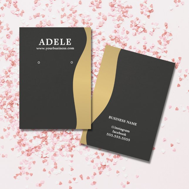 Grått-avläsningskort för elegant Faux Guld Mörk  Visitkort (Skapare uppladdad)