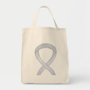 Grått Awareness Ribbon Art Anpassningsbar Tote Bag Tygkasse