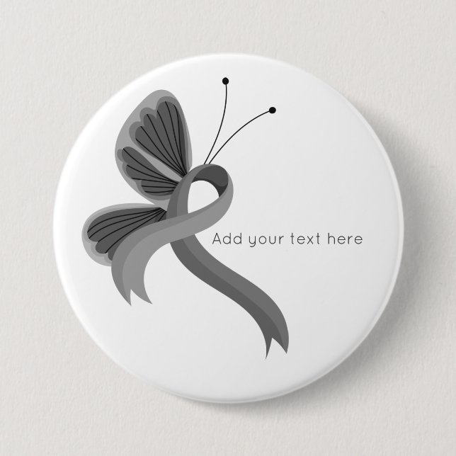 Grått Awareness Ribbon Butterfly Butterfly Butterf Knapp (Framsida)