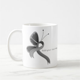 Grått Awareness Ribbon Butterfly Coffee Mugg