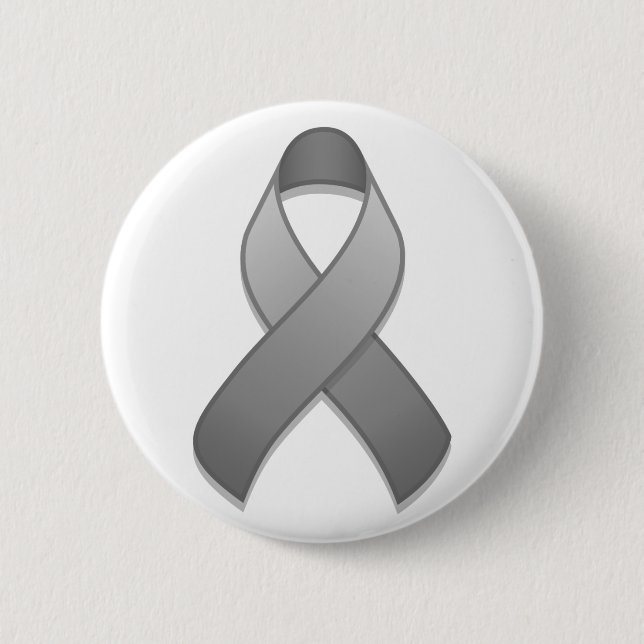 Grått Awareness Ribbon Button Knapp (Framsida)