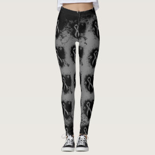 Grått Awareness Ribbon Grunge Heart Leggings
