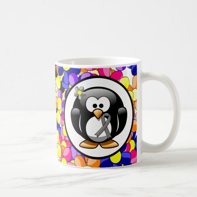 Grått Awareness Ribbon Penguin Kaffemugg (Höger)