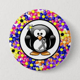 Grått Awareness Ribbon Penguin Knapp