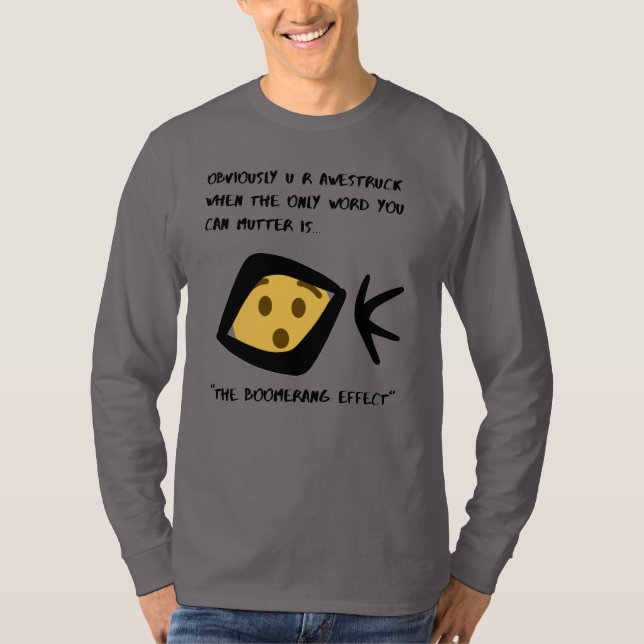 Grått 'Awerike' Basic Långärmad Boomeranged T Shirt (Framsida)