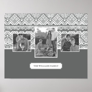 Grått Aztec Mönster   Foton och text i familjen Poster