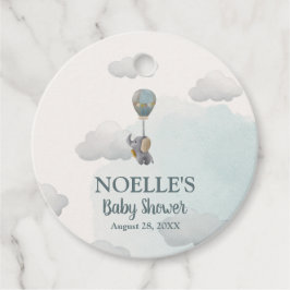 Grått Baby Elephant, Luftballong i moln Gåvor Etiketter