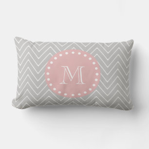 Grått & Baby Rosa Modern Chevron Anpassningsbar Mo Lumbarkudde