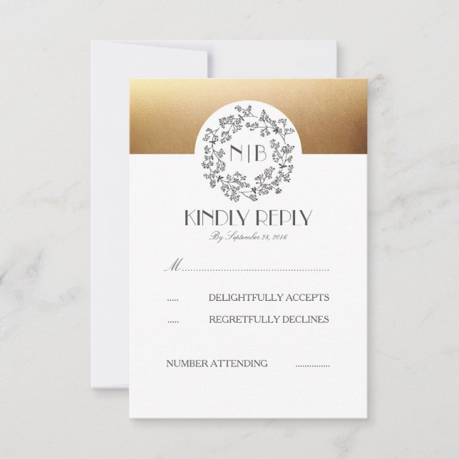 Grått Baby's Band Guld Bröllop OSA Card Kort (Framsida)