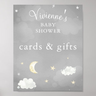 Grått-babyvykort och -gåvor med dubbla stjärnor poster