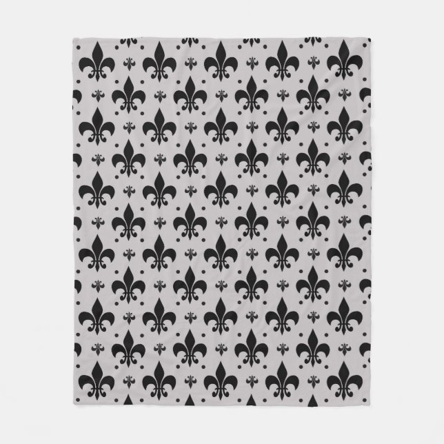 Grått Background Fleur-de-lis Mönster Design Fleecefilt (Framsidan)