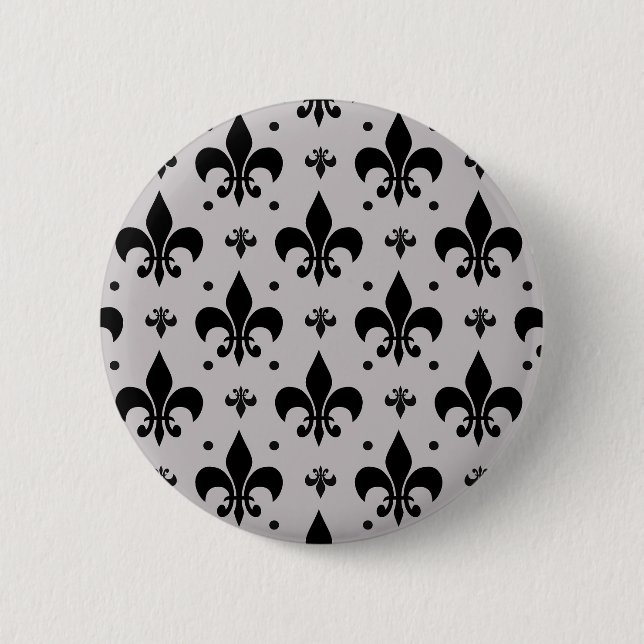 Grått Background Fleur-de-lis Mönster Design Knapp (Framsida)