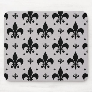 Grått Background Fleur-de-lis Mönster Design Musmatta
