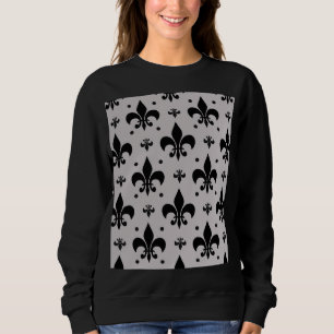 Grått Background Fleur-de-lis Mönster Design T Shirt