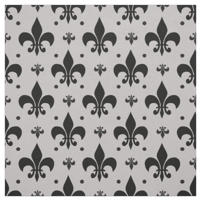 Grått Background Fleur-de-lis Mönster Design Tyg (Provkarta)