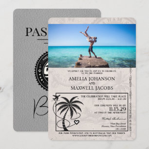 Grått Bahamas-inbjudan till passbröllop Inbjudningar