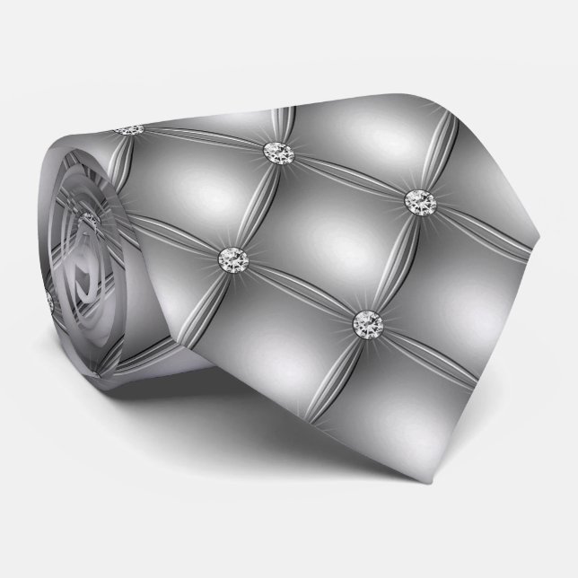 Grått Bakgrund och pärlor Slips (Rullad)