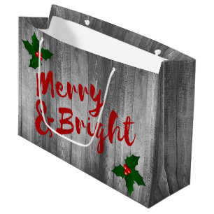 Grått Barn Wood Planks Merry & Bright God jul