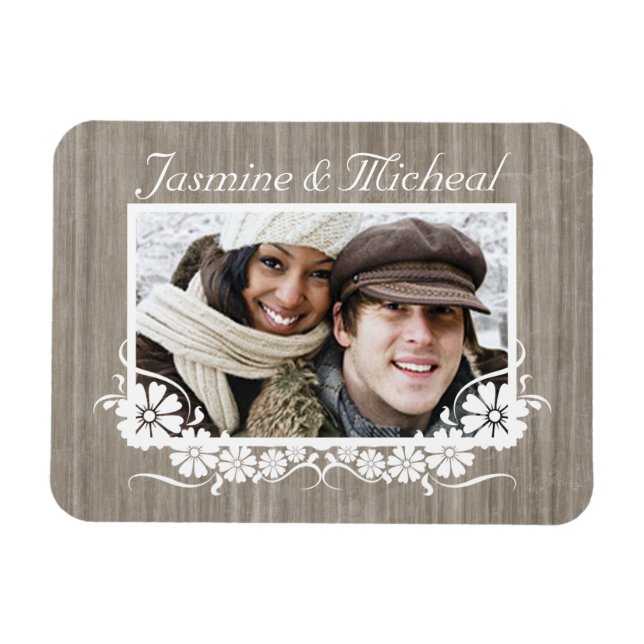 Grått Barnwood Anpassningsbar Photo Flex Magnet (Horisontell)